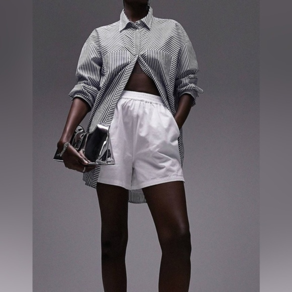 Topshop Tall Washed Cotton Pull-On Relaxed Shorts